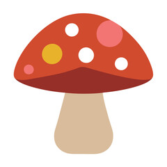 A stylized-mushroom-with-a-warm--reddish-brown-cap. 