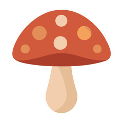 A stylized-mushroom-with-a-warm--reddish-brown-cap. 