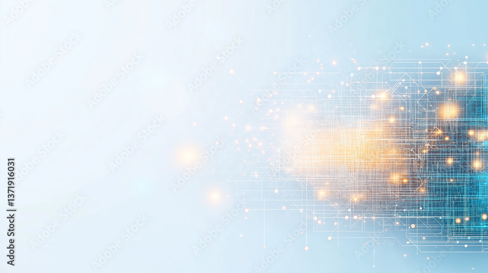 Poster digital transformation: a vibrant digital artwork depicting interconnected lines of data. evoking fe