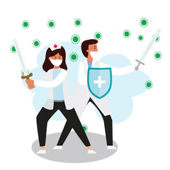 Fototapeta premium Medical Professionals Fighting a Virus