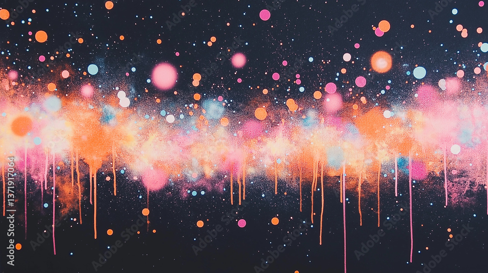 Poster abstract galaxy of colors: a vibrant and abstract artwork features a colorful explosion of dots and 