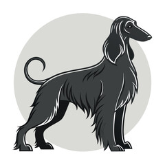 Black-elegant-Afghan-hound-dog-icon-graceful.