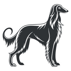 Black-elegant-Afghan-hound-dog-icon-graceful.
