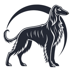 Black-elegant-Afghan-hound-dog-icon-graceful.