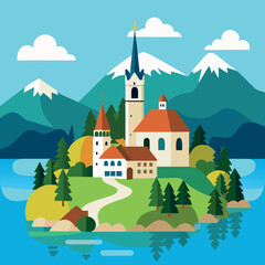 Bled Slovenia aerial-view-of-beautiful-lake 