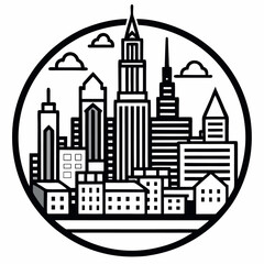 Obraz premium City-line-art-in-whit-background 