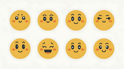 Fototapeta premium Cute cartoon emoji faces various expressions