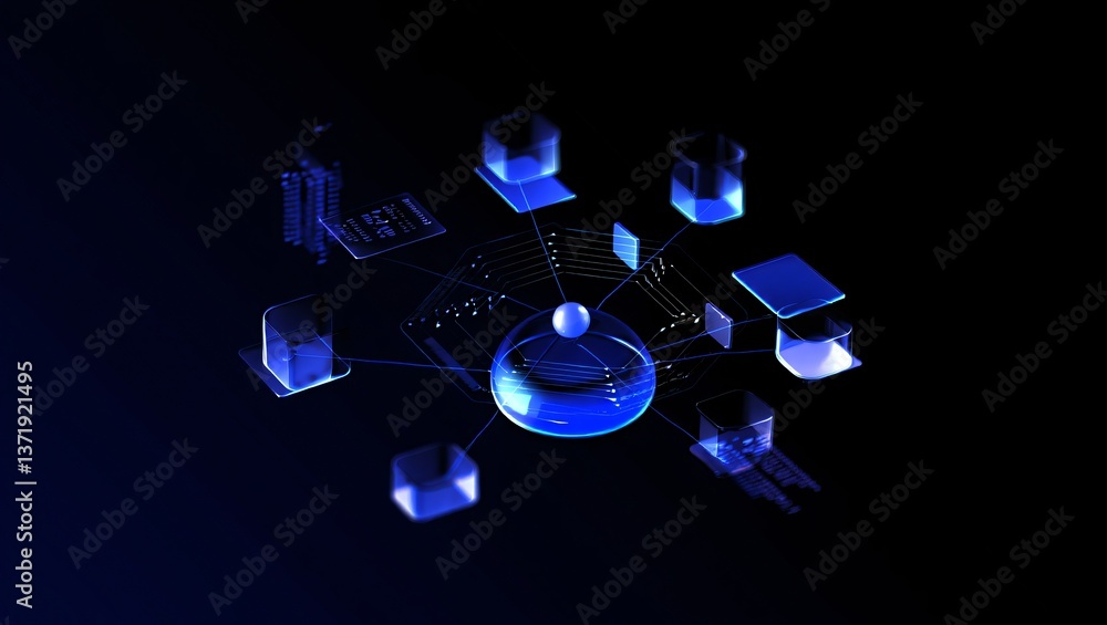 Sticker global network futuristic digital data transfer and connectivity visualization