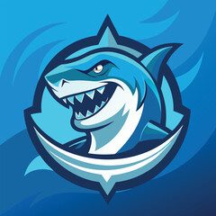 A mascot logo angry for a great white shark.