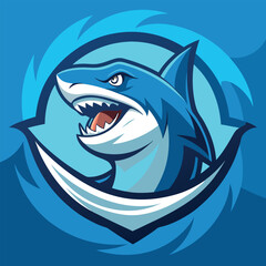 A mascot logo angry for a great white shark.