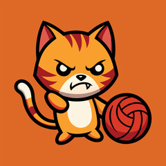 A mascot logo of a playful tabby cat.