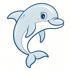 Fototapeta premium Adorable Cartoon Dolphin Illustration Leaping Aquatic Mammal Cute Marine Animal Design
