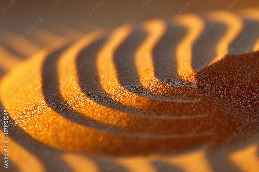 Aufkleber close-up of golden sand patterns creating a captivating play of light and shadow.