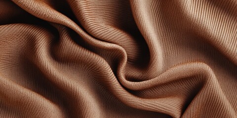 Elegant brown fabric with luxurious texture and smooth folds