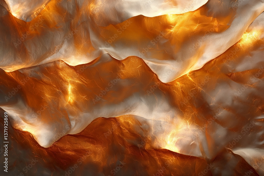 Aufkleber a mesmerizing abstract fabric with waves of orange and white, creating a warm and inviting atmospher