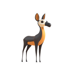 Fototapeta premium Adorable 3D Render of a Stylized Okapi, Unique Cartoon Animal Character