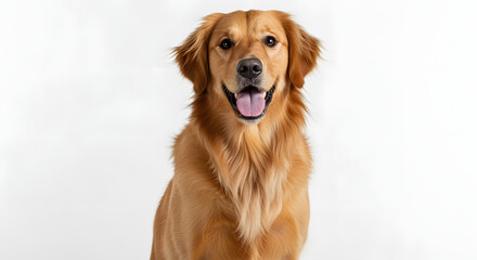Obraz premium Golden Retriever Portrait – Friendly Expression, Soft Fur, and Studio Photography
