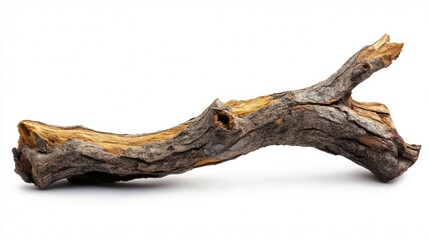 Fototapeta premium Dead tree isolated on white background, Dead branches of a tree.Dry tree branch.Part of single old and dead tree on white background.