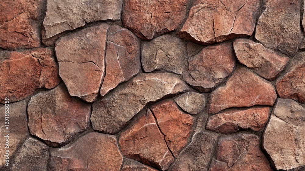 Poster detailed close-up of rustic stone wall featuring textured surface and earthy tones for architectural