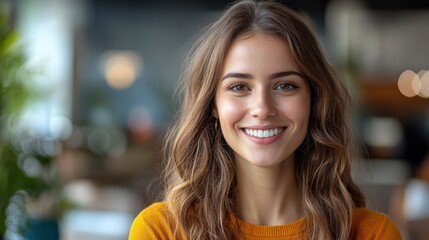 A visually striking customer testimonial card, with a smiling client and positive feedback on customer service.