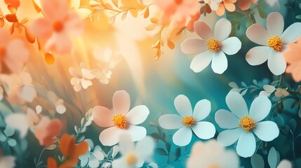 Fototapeta premium Floral Bloom: Sunlit Garden