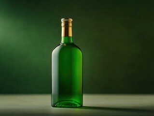 Green bottle with gold cap