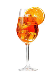 Aperol Spritz in wine glass on white background. ultra HD