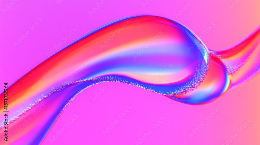 Poster abstract multicolored liquid flowing with textured surface against pink background
