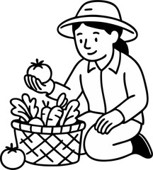 Organic Crop Sorter – Sustainable Harvest Vector Illustration