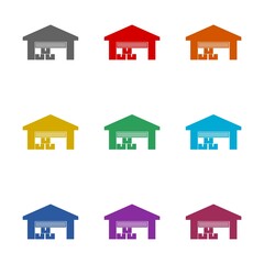 Warehouse flat icon isolated on white background. Set icons colorful
