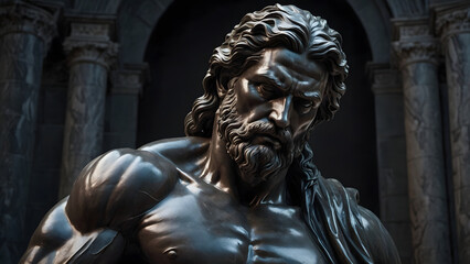 Obraz premium Powerful Bronze Statue of a Bearded Man