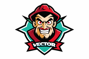 angry devil with red horns