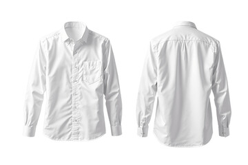 White long sleeve shirt front and back view, isolated style on clean white background, template for clothing design and textile layout concept. Ai generative