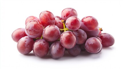 Flat lay of red grape isolated on white.