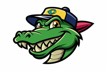 crocodile head with nice cap logo vector