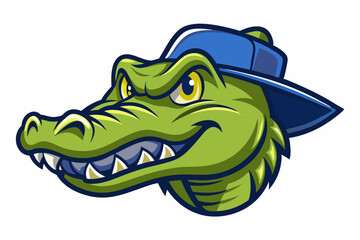 crocodile head with nice cap logo vector