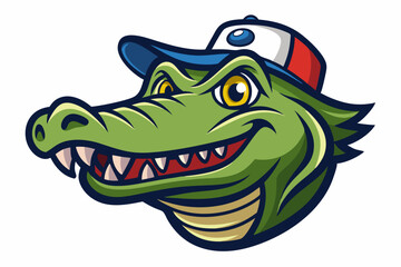 crocodile head with nice cap logo vector