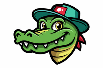 crocodile head with nice cap logo vector