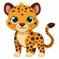 cute leopard vector cartoon illustration © Shipon
