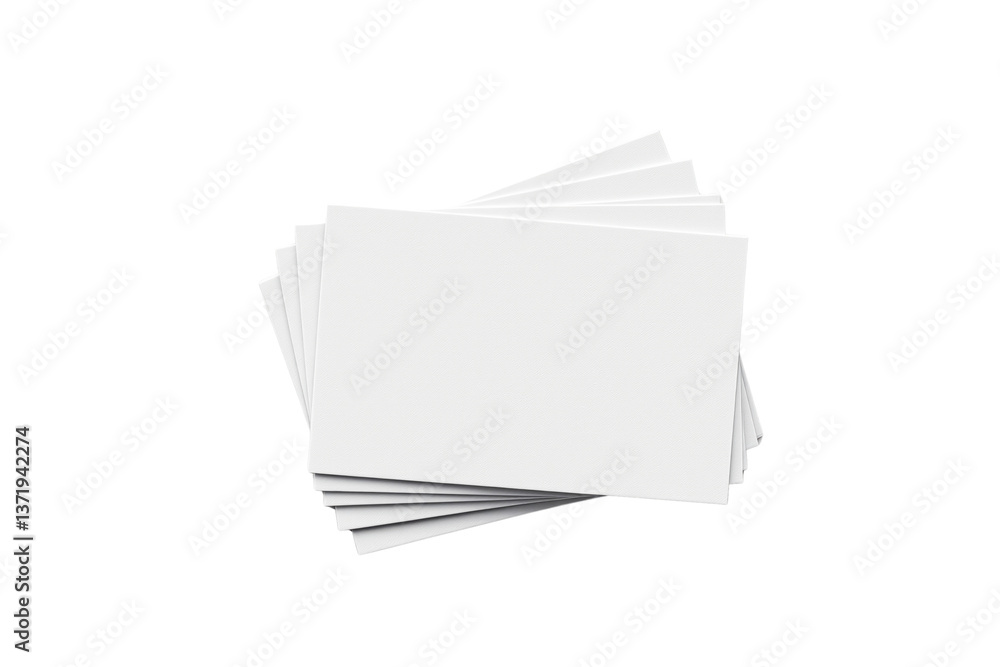 Poster Blank white business cards in a neat stack, isolated style, on transparent background, concept of clean design element or layout. Ai generative
