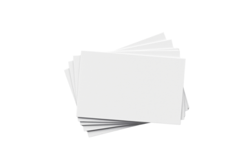 Blank white business cards in a neat stack, isolated style, on transparent background, concept of clean design element or layout. Ai generative
