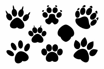 Fototapeta premium different animal paw silhouette