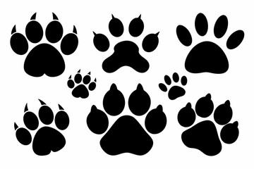 Fototapeta premium different animal paw silhouette
