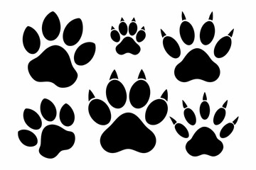 Fototapeta premium different animal paw silhouette