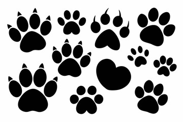 Fototapeta premium different animal paw silhouette