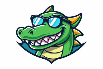 funny crocodile head with nice sunglasses
