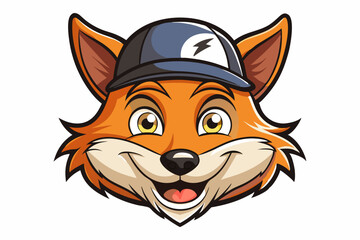 funny fox head with cap logo vector