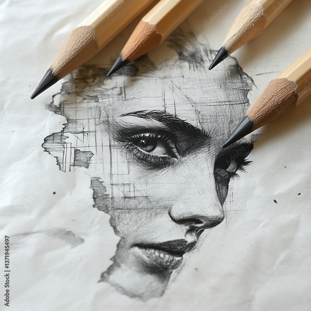 Poster pencil sketch: beginning of idea conception