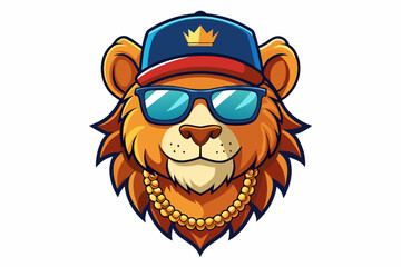 funny lion head with nice sunglasses