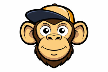 funny monkey head with sunglasses and cap